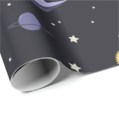 Papier Cadeau Espace et roquettes (Coin rond)