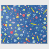 Papier Cadeau Espace extra-atmosphérique UFO Planètes Motif de f (Plat)