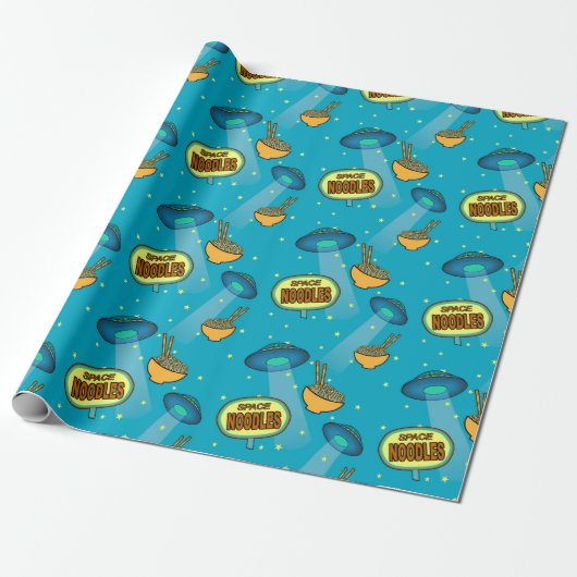 Papier Cadeau Espace Ufo Night Sky (Déroulé)