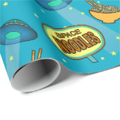 Papier Cadeau Espace Ufo Night Sky (Coin rond)