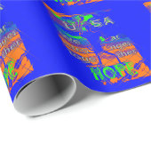 Papier Cadeau Espoir psychédélique des Etats-Unis : Art Blue Uni (Coin rond)