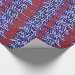 Papier Cadeau Esprit d'équipe d'art déco (canneberge et bleus)