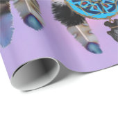 Papier Cadeau Esprit indien indigène de loup (Coin rond)