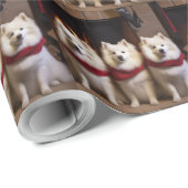 Papier Cadeau Esquimau américain près de la cheminée Noël (Coin rond)