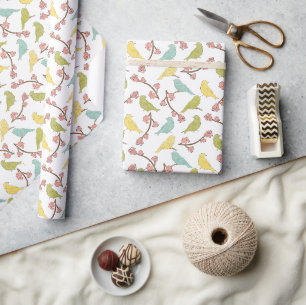 Papier Cadeau Esquisse d'aquarelle Birds & Blooms