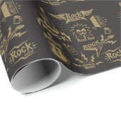 Papier Cadeau Essence de musique rock énergique (Coin rond)