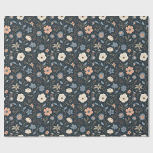 Papier Cadeau Esthétique botanique florale sombre de nuit