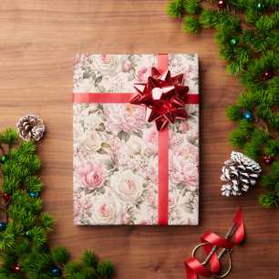 Papier Cadeau Esthétique élégante de pivoine et de rose pastel
