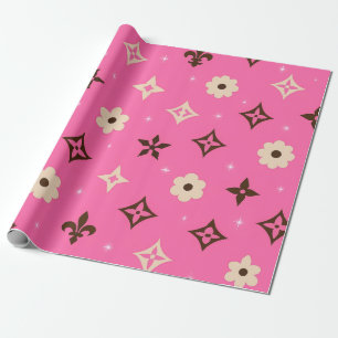 Papier Cadeau Esthétique girly chic imprimée fleurs géométriques