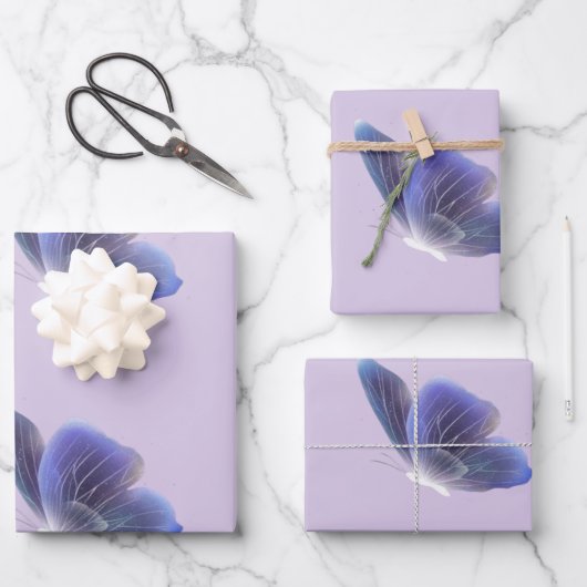Papier Cadeau Esthétique Papillon Violet Éthéré (Recto)