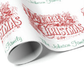 Papier Cadeau et Joyeux Noël personnalisé papier de nom (Coin rond)