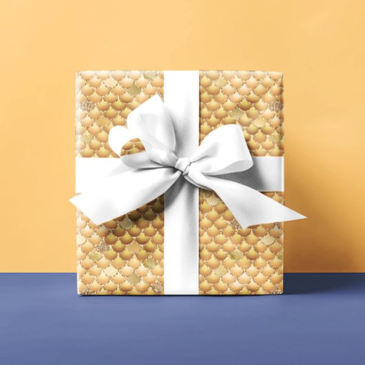 Papier Cadeau Étalons de sirène à look métal or