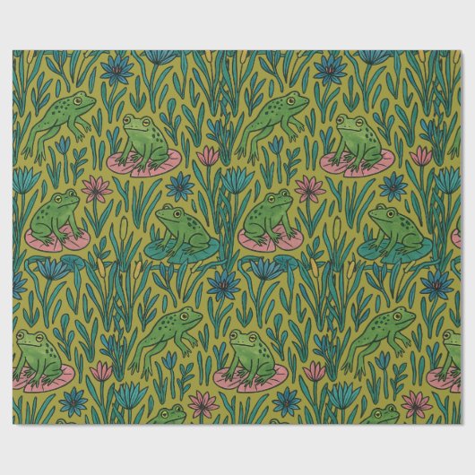 Papier Cadeau Étang aux grenouilles (Plat)