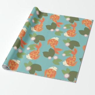 Papier Cadeau Étang bleu de Koi
