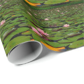 Papier Cadeau Etang de fleurs de lys d'eau rose (Coin rond)