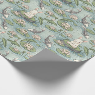 Papier Cadeau Étang japonais serein aux lapins