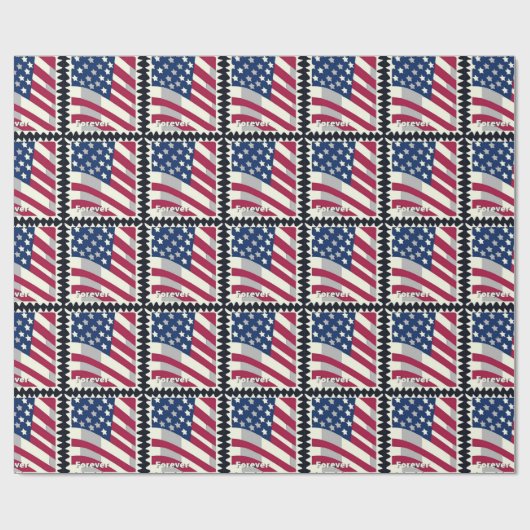 PAPIER CADEAU ÉTATS-UNIS D'AMÉRIQUE DRAPEAU FOREVER STAMP (Plat)