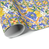 Papier Cadeau été, agrumes, sicilienne, style méditerranéen, cit (Coin rond)