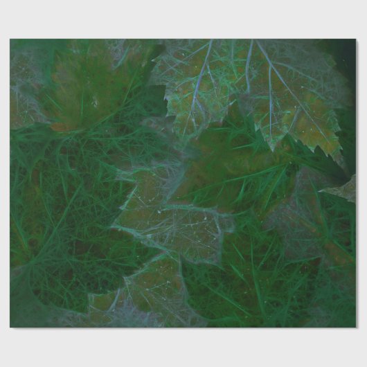 Papier Cadeau Été de Néon vert Feuille d'érable (Plat)