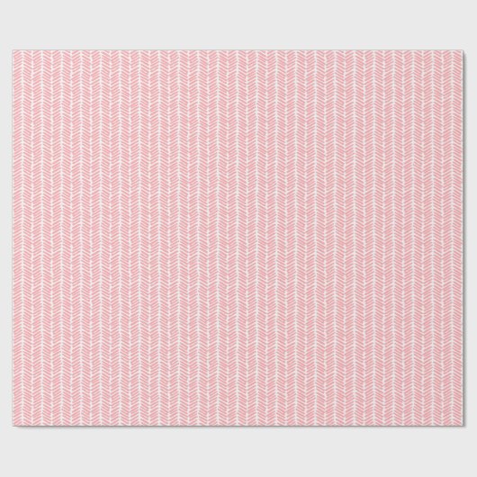 Papier Cadeau Été Dusté Rose Blush Rose Blanc Zigzag Stripes (Plat)