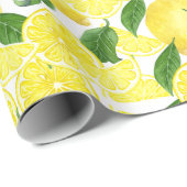 Papier Cadeau Été Fruit d'agrumes de citron jaune frais (Coin rond)