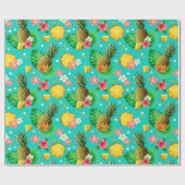 Papier Cadeau Été hawaïen tropical de l'ananas (Plat)