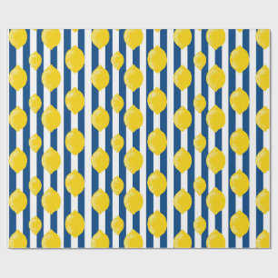 Papier Cadeau Été méditerranéen rayures et citrons