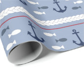 Papier Cadeau Été nautique bleu (Coin rond)