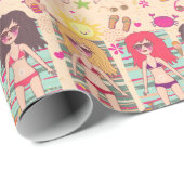 Papier Cadeau Eté/Plage Thématique (Coin rond)