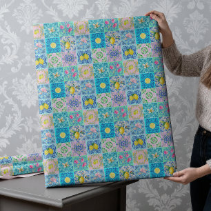 Papier Cadeau Été Sicilien Turquoise Coloré Azulejo Amalfi