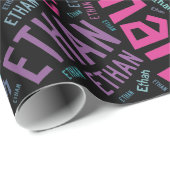 Papier Cadeau ETHAN Nom de la conception du texte - Modifier l'a (Coin rond)