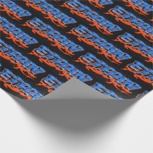 Papier Cadeau Ethan Prénom Graffiti blue orange (Coin)
