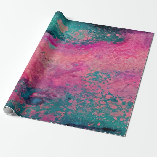 Papier Cadeau “Ethereal Vellum” – Pink Teal Blue Abstract    (Déroulé)