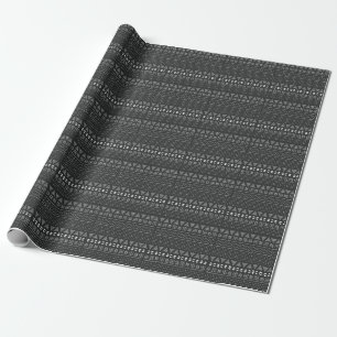 Papier Cadeau Ethnie tribale : motif noir blanc.