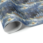 Papier Cadeau Étincelle, Neige, Rennes (Coin rond)