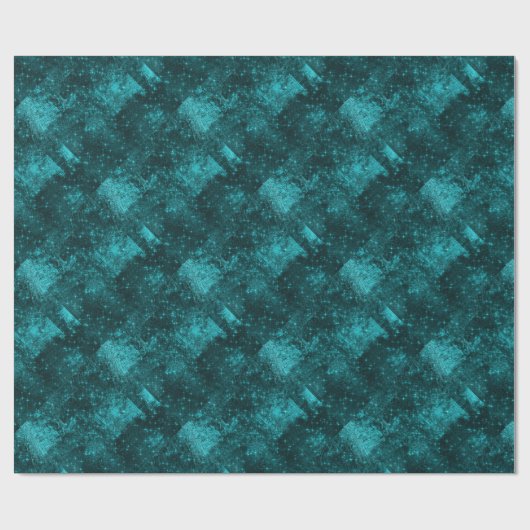 Papier Cadeau Étincelle Turquoise Abstraite Woodland Night Stars (Plat)