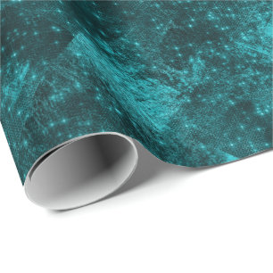 Papier Cadeau Étincelle Turquoise Abstraite Woodland Night Stars