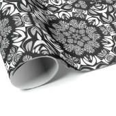 Papier Cadeau étiquette cadeau opulence bw  (Coin rond)