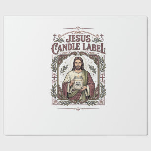 Papier Cadeau Étiquette de bougie Jésus Bougie Jésus Foi chrétie
