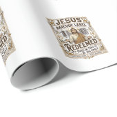 Papier Cadeau Étiquette de code-barres Jésus Rédimé Jésus Code-b (Coin rond)