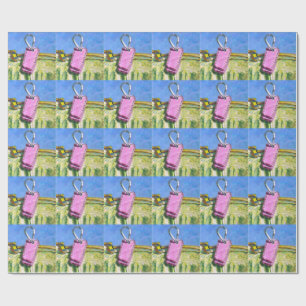 Papier Cadeau Étiquette rose paysage moderne abstrait expression