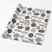 Papier Cadeau Étiquettes de café rétro (Déroulé)