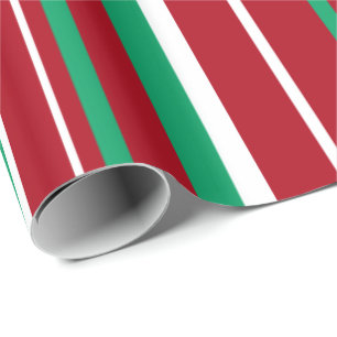 Papier Cadeau Étiquettes de Noël vert trèfle, rouge foncé et ray