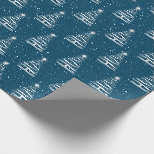 Papier Cadeau étoile blanche de Noël en bleu (Coin)