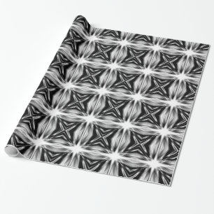 Papier Cadeau Étoile blanche et noire brillante