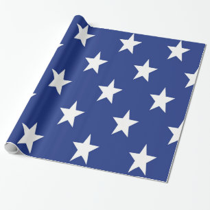 Papier Cadeau Étoile blanche sur Arrière - plan bleu