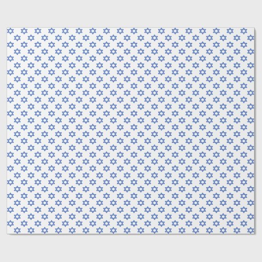 Papier Cadeau Étoile bleue de David sur blanc (Plat)