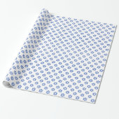 Papier Cadeau Étoile bleue de David sur blanc (Déroulé)