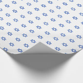 Papier Cadeau Étoile bleue de David sur blanc (Coin)