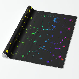 Papier Cadeau étoile céleste de lune constellation arc-en-ciel